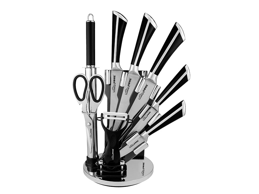 9pc Knife Set Black 